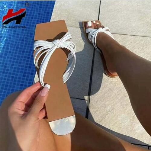 Square Toe Sandals Fashion Flat Womens Shoes Open Toe Outdoor Leisure Beach Slippers Comfortable Plus Size