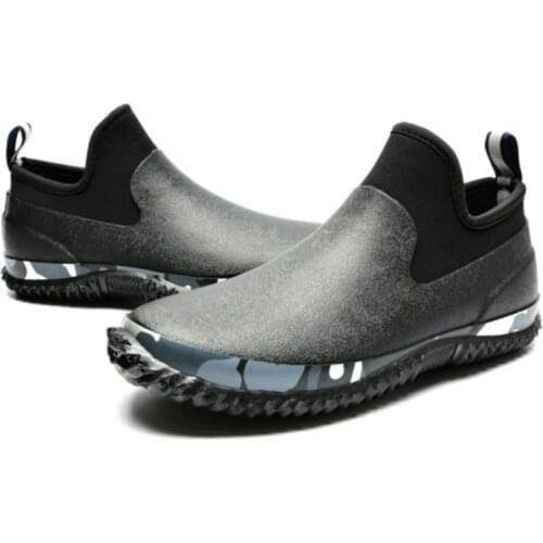 Ankle Rainboots Rubber Boots Shoes For Men Slip On Casual Shoes Male 2021 Shallow Low Flats Rain Boot Green Men Shoes