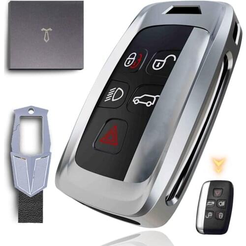 Zinc Alloy Car Key Cover with Keychain for Land Rover Range Rover Sport Discovery Evoque Jaguar XE XF XJ F-PACE F-Type Type A