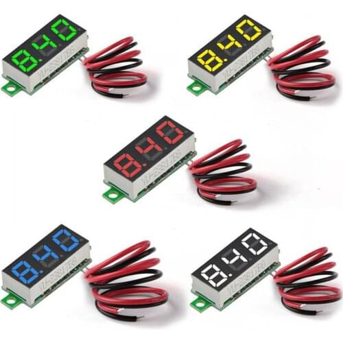 5pcs Mini Digital DC Voltmeter 0.28 Inch Two-Wire 2.5V-30V Mini Digital DC Voltmeter Voltage Tester Meter 5 Colours
