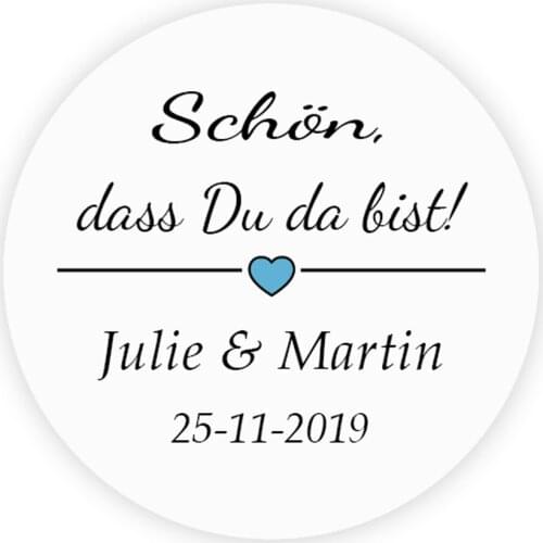 DouxArt 100PCS 4CM Stickers Customized Wedding Schon dass du da bist, Marriage Favour Party Communion Labels Gift Package Seal