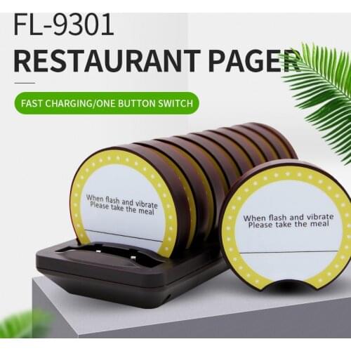 FL-9301 Coasters Wireless Paging System With 10 Buzzers for Restaurant Pager Coffee Shop Clinic Church Nursery Table Service
