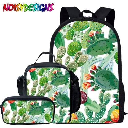 NOISYDESIGNS 2021 Cactus Pattern Girls School Stachel Set Children Shoulder Toddler Rucksack Bags Kids Mochila Escolar Kawaii