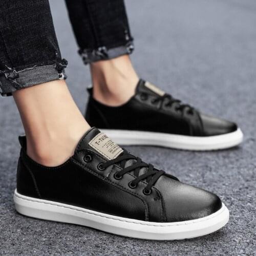 White Male Casual Fashion Male Off Whitefor Man Soft Genuine Leather Comfortable Walking Sneakers Men Lightweigh Sneakers