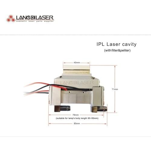 Laser cavity for IPL handpiece , for 90*50*7 lamp pass through include crystal filter and cooling peltier