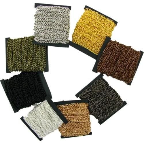 5meters/lot 2mm 2.5mm 3mm 3.5mm Metal Bracelet Necklace Chains Bulk 7 Colors Open Link Chains for Jewelry Making Findings