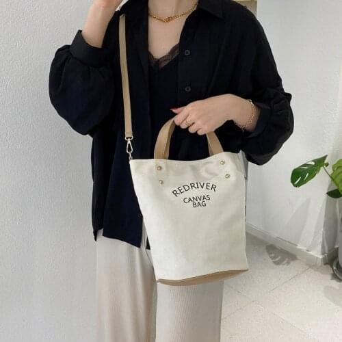 Fashion new style messenger canvas handbags tide brand fashion letter one shoulder handbag beach bucket bag