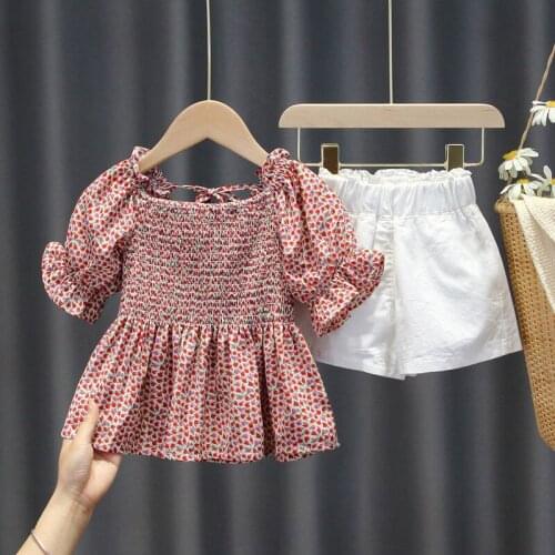 Girls Fashion Sets Summer Korean Style Baby Floral Short Sleeve Pants Girl Casual Cute Children Toddler Birthday Costume