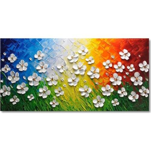 WALL ARTS Texture 3D Daisy Oil Paintings on Canvas Flowers Abstract Floral Wall Art for Home Decor Drop shipping