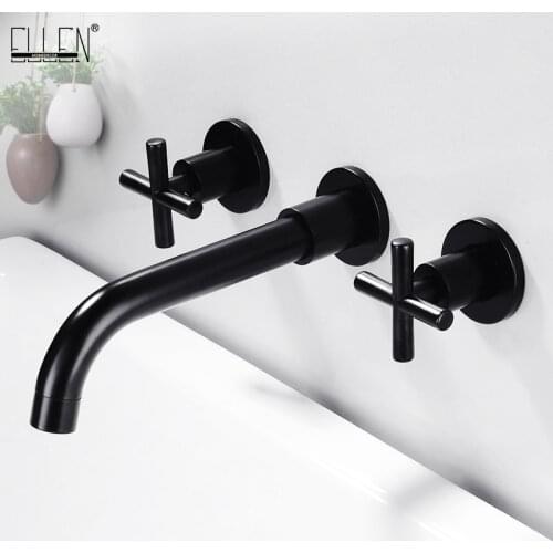 ELLEN Wall Sink Faucet Bathroom Basin Water Mixer Hot and Cold Crane Wall Mounted Dual Handle Widespread Faucets EL097