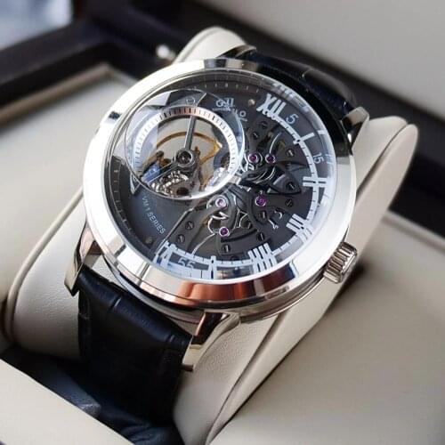 OBLVLO Fashion Analog Skeleton Mechanical Watches Top Brand Sapphire Glass Waterproof Men Automatic Watches reloj hombre