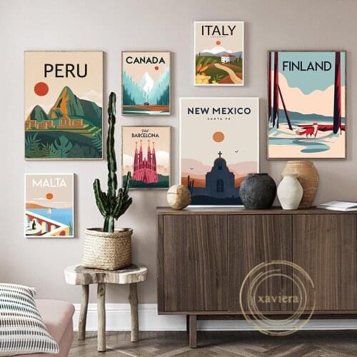 Peru Malta Finland Barcelona Landscape Canvas Painting World Famous Travel Location Poster Nordic Modern Picture Home Decoration