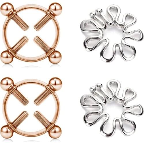 Fake Nipple Ring Stainless Steel Non-Piercing Nipple Rings Clip On Nipplerings Faux Body Piercing Jewelry for Women