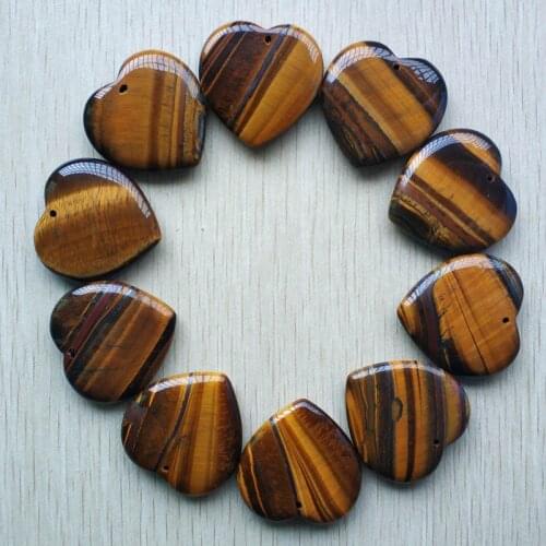 40mm Wholesale 10pcs/lot Fashion good quality natural tiger eye stone heart pendants for jewelry making free shipping