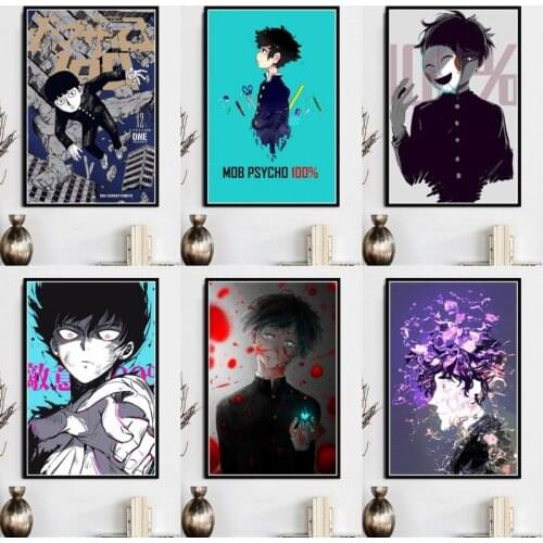 Mob Psycho 100 Anime Canvas Painting Posters And Prints Pictures On The Wall Vintage Movie Art Decorative Home Decor Affiche