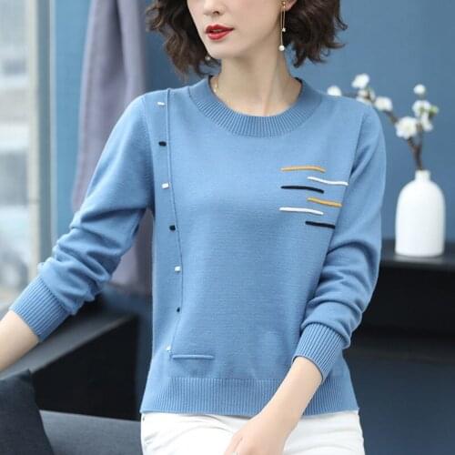 Autumn Spring Style Women Knitted Pullover Tops Lady Casual Long Sleeve O-Neck Sweater Pullover ZZ1103