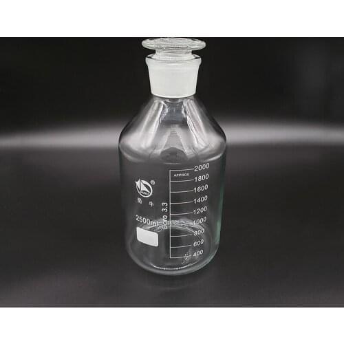 Reagent bottle,Narrow neck with standard ground glass stopper,Clear,Boro. 3.3 glass,Capacity 2500ml,Sample Vials