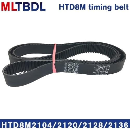 Rubber synchronous belt HTD8M 2104 2120 2128 2136 pitch=8mm arc tooth industrial transmission toothed belt width15/20/30/40