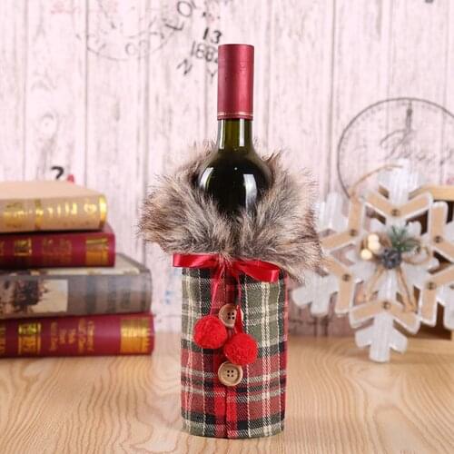 Christmas Decorations European And American Wine Bottle Sets Butterfly Knot Linen Wine Bottle Sets Festival Decorative Props