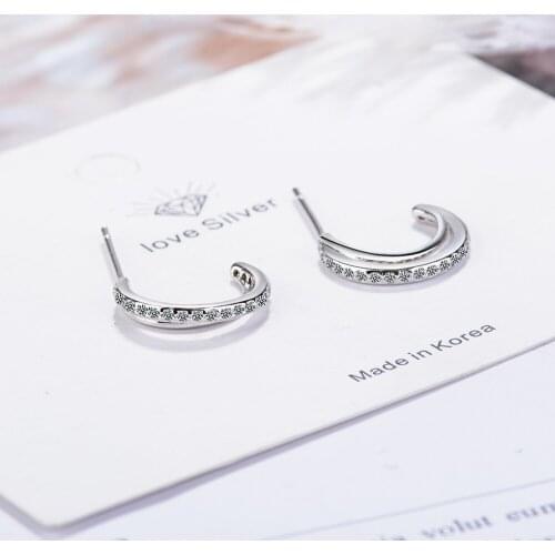 Crescent Moon Cubic Zirconia 925 Sterling Silver Earrings For Women Fashion Korean Trend Earring Jewelry Aretes De Mujer