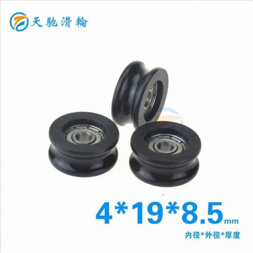 ABXG 4mm 624ZZ 624 0419 Package Plastic Bearing Pulley U Groove Groove Bearing Small Rolling Wheel 4*19*8.5mm