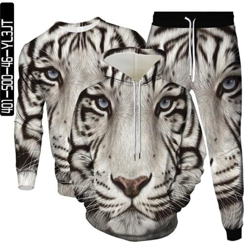 Tiger animal print sweater autumn/winter suit digital printing 3D sweatshirt three-piece all-match