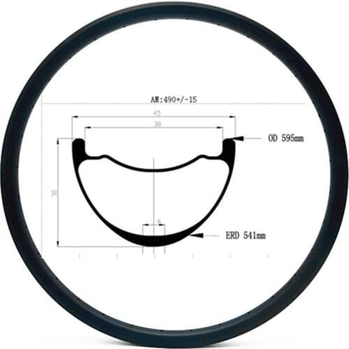 Graphene carbon mtb disc rims 27.5er 45X30mm asymmetry tubeless mtb disc rim carbon rims 650b bicycle rim AM 490g bike wheel