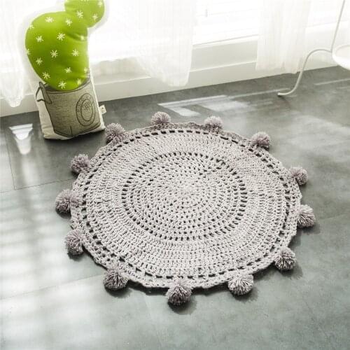 Dropshipping Knitted Floor Mat Hand Woven Carpets Round rug Wave window Pad Bedroom Decor Kids Play Rug Bedroom props
