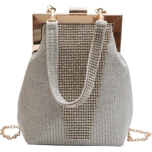New Style Diamond Buckle Casual Design Women Shoulder Bag Party Purse Evening Bag Female Tote Bag Clutch Bag Chain Purse