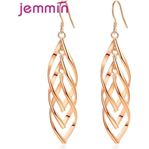Rose Gold Color Geometric Long Ear Line For Women Piercing Earings 925 Sterling Silver Women Tassel Drop Dangle Earring Jewelry