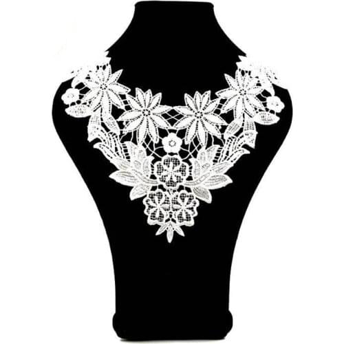 1Pcs Black/white Lace Trim DIY Neckline Collar Sew Dress Clothing Applique Motif Sewing embroidery Costume Decoration