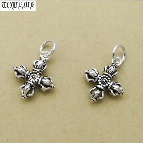100% 925 Silver Tibetan Dorje Charm Buddhist Vajra Amulet Sterling Tibetan Malas Dorje Amulet