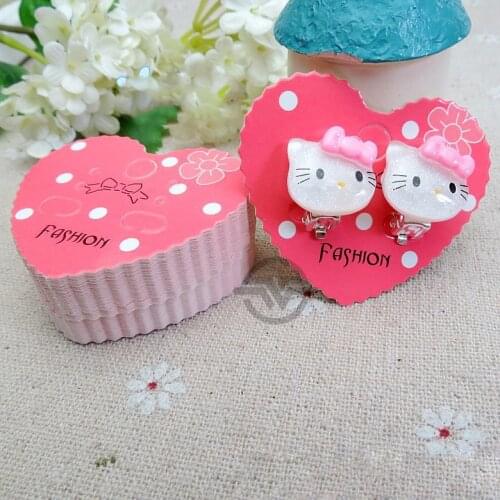 100pcs/lot Paper Earring Packaging Card Earring Stud Holder Heart Earring Card Jewelry Display Props