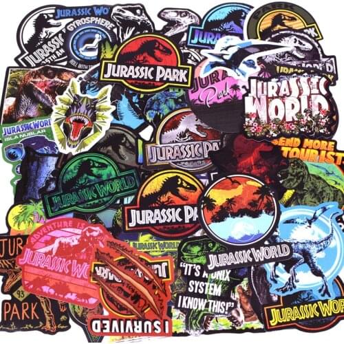 75pcs/pack Jurassic Park Dinosaur Stickers Toy for on Luggage Laptop Skateboard Phone Waterproof Jurassic World Sticker