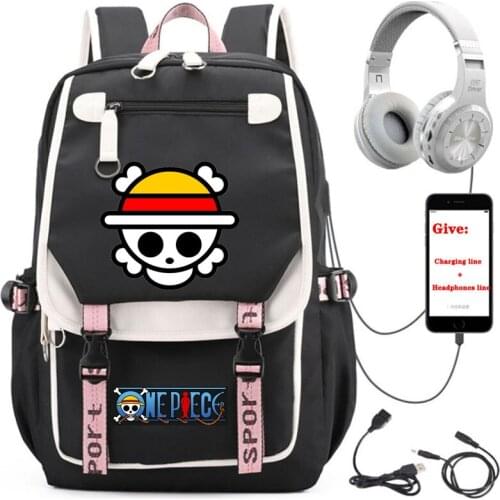 Anime One Piece Monkey D Luffy backpack student School book Bag Unisex Travel Backpack USB Charging teenagers Laptop packsack