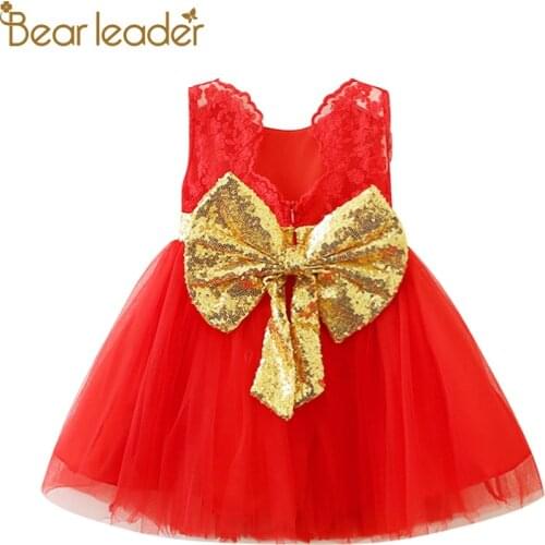 Bear Leader Girls Princess Dress New Summer Elegant Girls Dress Bowknot Sleeveless Party Dress Sweet Children Clothing 2 6Y
