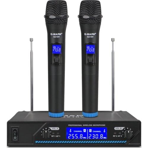 Wireless Microphone G-MARK G210V Professional 2 ChannelS Karaoke Handheld Mic For Party Singing Church Show Home