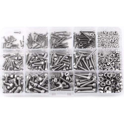 Stainless Steel SS304 Hex Socket Flange Screws Cap Head Bolts Screws and Nuts Fastener Assrotment Set 480pcs M2 M3 M4