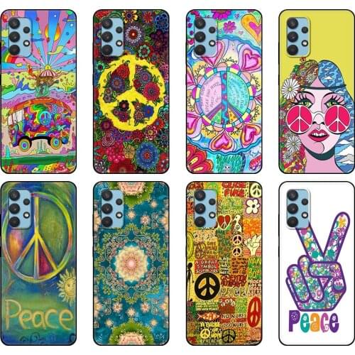 Black tpu Case For Samsung galaxy A32 A42 A52 A72 4g 5g S21 PLUS ultra back cover Hippie Psychedelic Art Peace