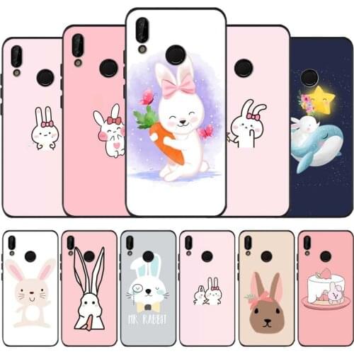 Rabbit black soft Phone Case for huawei P40 P30 P20 P10 Pro lite P9 Lite nova 4E 6SE Psmart 2019 Y6 9 Prime