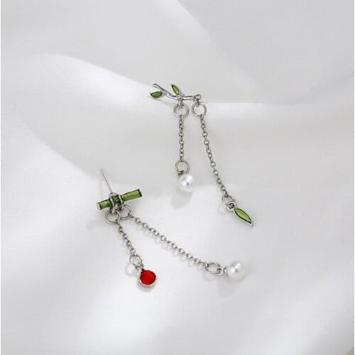 Eelgant Bamboo Pearl Dangle Earrings For Women Girls Chinese Ethnic 2021 New Trendy Bamboo Tessel Earring Fashion Jewelry Gifts