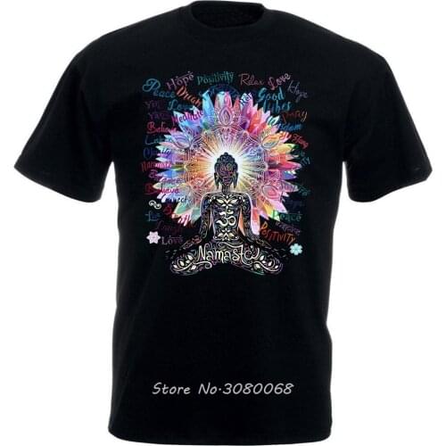 T-Shirt Namaste Buddha Flowers Positive Quotes Colour Explosion Tshirt Fashion Cotton T Shirt Tees Harajuku Streetwea