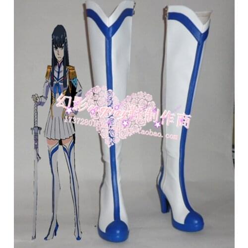 KILL la KILL Satsuki Kiryuin White Long Halloween Cosplay Shoes Boots H016