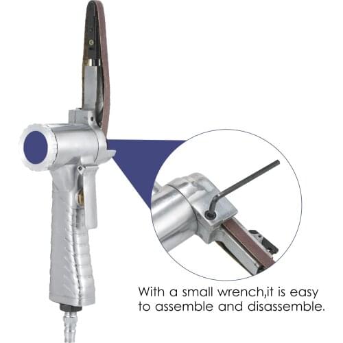 KKmoon 10MM Metal Pneumatic Air Belt Sander Machine with 1/4-Inch Air Inlet Pneumatic Belt Sander Pneumatic Polishing Machine