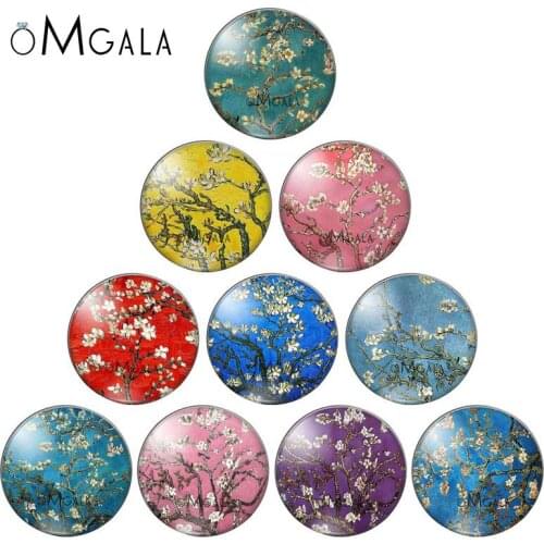 Beautiful Plum blossom Flowers Oil Paintings 12mm/14mm/18mm/20mm/25mm Round photo glass cabochon demo flat back Making findings