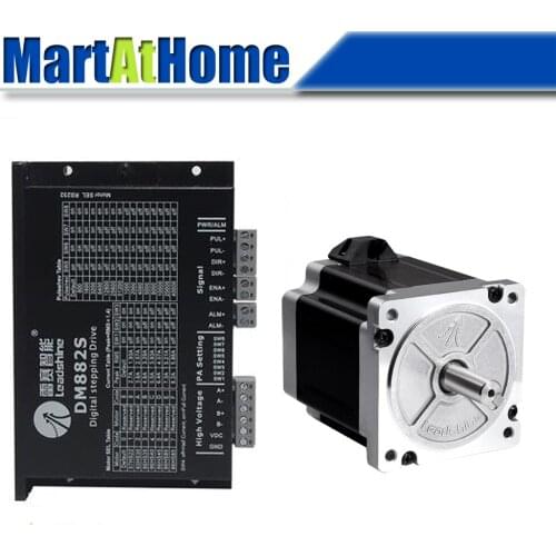 LEADSHINE CNC Stepper driver Kit Stepper Driver DM882S 24~80VDC 2.1~8.2A & 86CM80 2-Phase Stepper Motor 8N.m 4-Leads