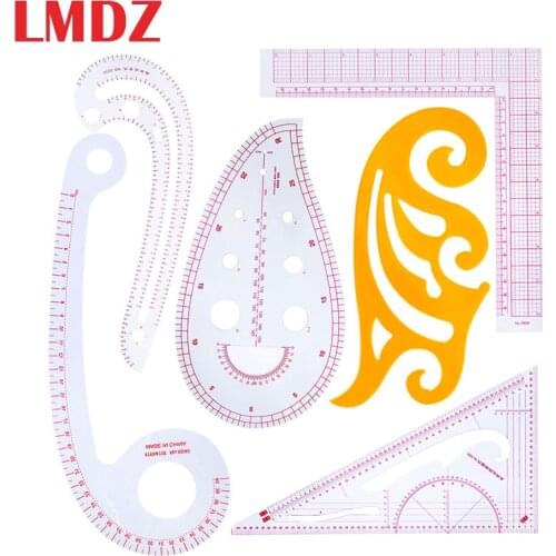 LMDZ 6 Styles Plastic French Curve Metric Sewing Ruler Measure Set Tailor Ruler Set Grading Curve Ruler Tool for Clothing Making