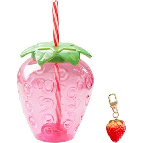 Water Bottle Cartoon Food Grade PP Wide Application Strawberry Straw Cup for Home Cute Juice Cup Outdoor Gadgets Straw Cup