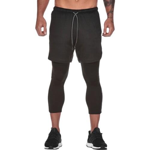Men’ s Sports Shorts Breathable And Quick-drying High Waist Double-Layer Trainning Exercise Shorts Plus Size M/L/XL/XXL/XXXL
