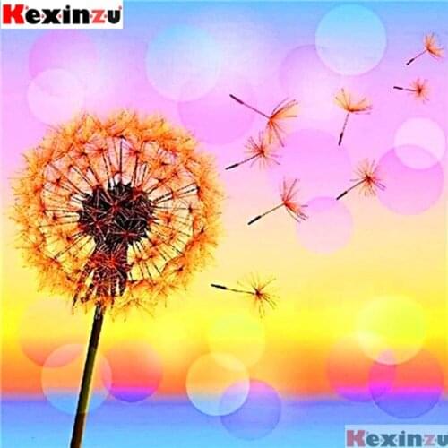 Kexinzu Full 5D DIY Square Diamond Painting"Flying dandelion"3D Embroidery Kit Cross Stitch Rhinestone Mosaic Home Decor Gift X0